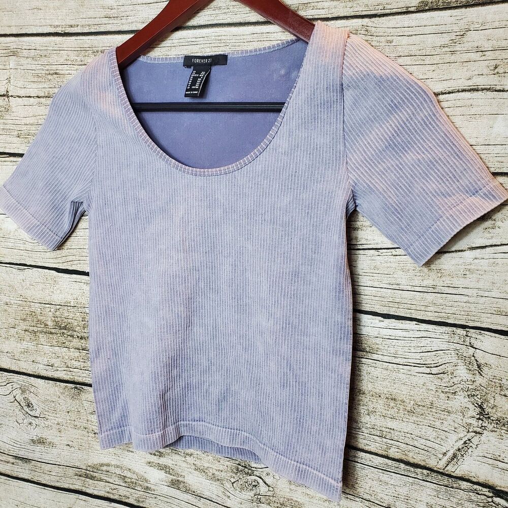 Forever 21 Ribbed Knit Mineral Wash Tee Size M/L